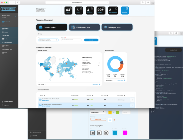 Snapshot of QR Code reporting section within Openscreen's dashboard
